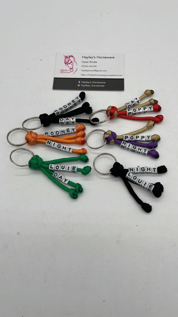 Personalised braided haynet tag for horses, handmade to order UK