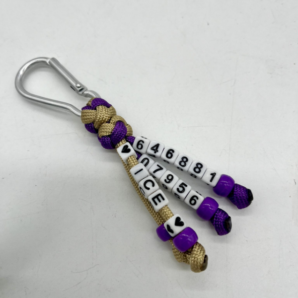 ICE personalised horse ID name tags, hand-braided to order in UK