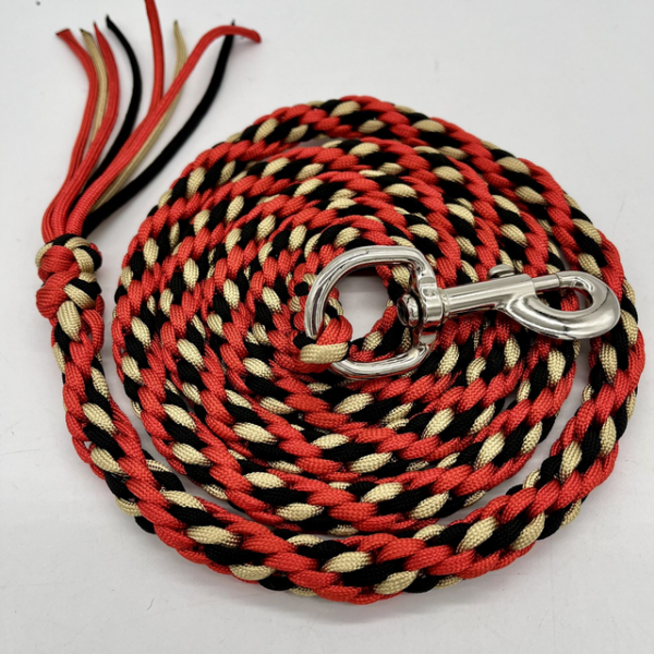 Kumihimo-braided personalised lead rope for horses, handmade in the UK