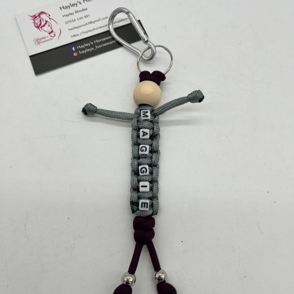 Personalised horse keyring with little man and name, handmade UK
