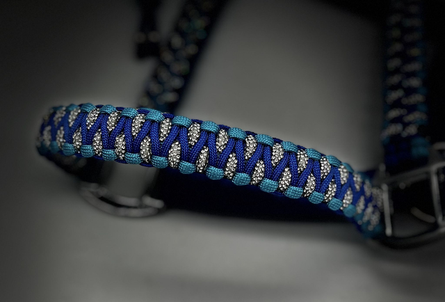Personalised horse headcollar with diamante detail, hand-braided in the UK