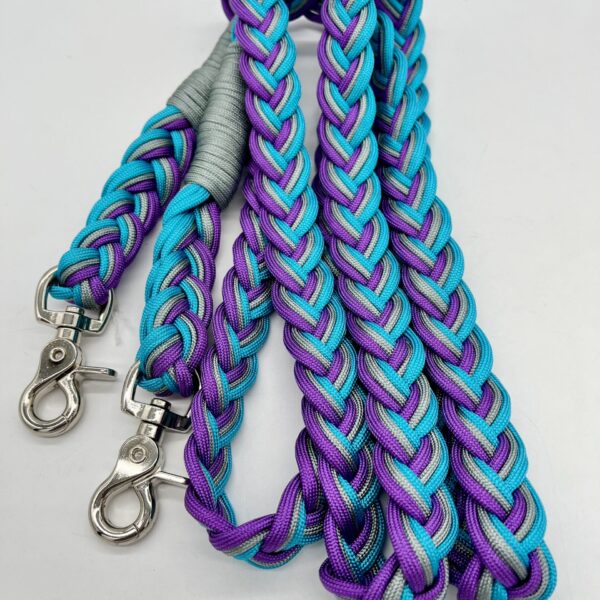 Flat braid custom horse reins in 6 or 9 strands, handmade UK